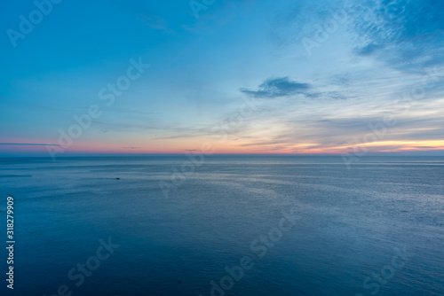 mediterranean sea at sunset near Manarola  Cinque terre  Italy
