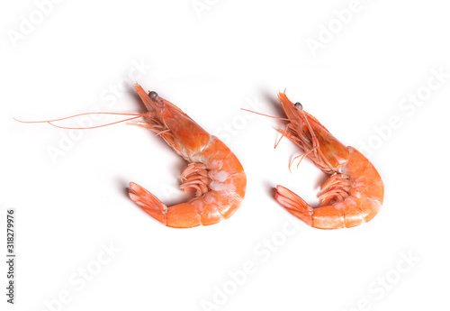 Cooked Shrimps on white background
