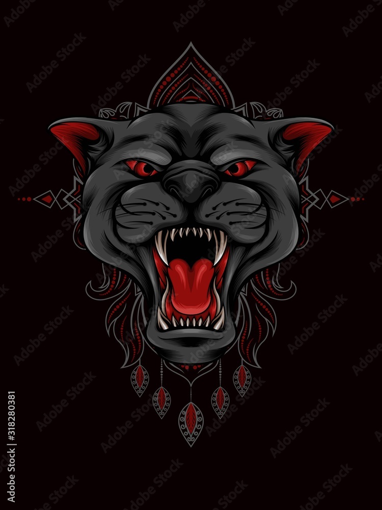 Fotografie Angry Panther mandala ornament