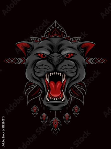 Angry Panther mandala ornament