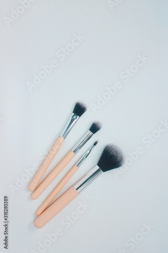 Brush beauty face collection set on background