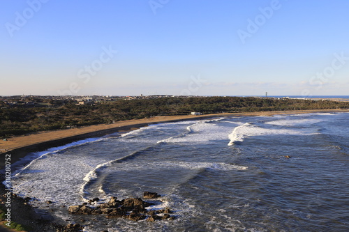 Aerial view from the lighthouse of Cape Inubo, Chiba, Japan. Copy space. photo