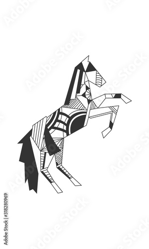 Horse line art design. Geometrical animal for decor. Vector illustration. Isolated