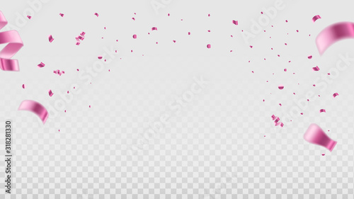pink confetti isolated vector defocus falling on a transparent background for holiday background. Abstract background premium Vector EPS 10