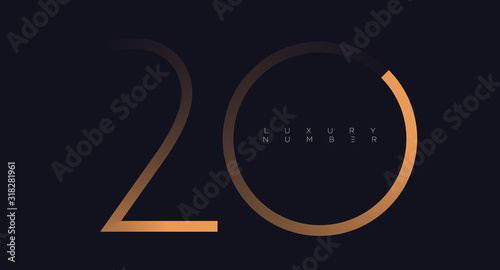 Golden line two - zero numbers vector font alphabet, modern minimal luxury flat design for your unique design elements ; logo, corporate identity, application, creative poster & more EPS