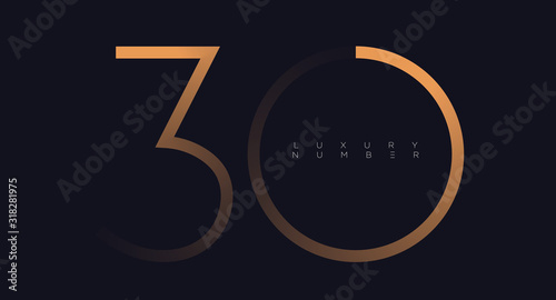 Golden line three - zero numbers vector font alphabet, modern minimal luxury flat design for your unique design elements ; logo, corporate identity, application, creative poster & more EPS