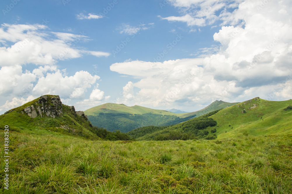 Green valley in Bieszczady Mountains Poland