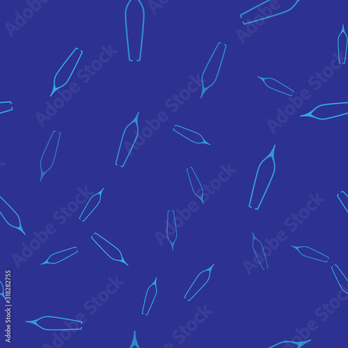 Blue Eyebrow tweezers icon isolated seamless pattern on blue background. Cosmetic tweezers for ingrown hair. Vector Illustration