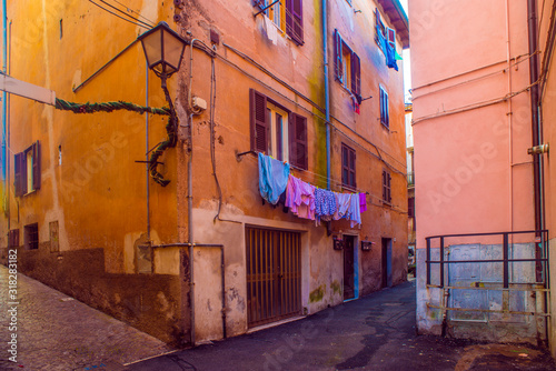 Beautiful Italian street of a small old provincial town © nikitos77