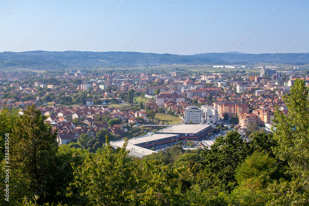 Panorama city of Jagodina. Central Serbia