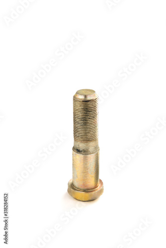 yellow galvanized bolt on a white background