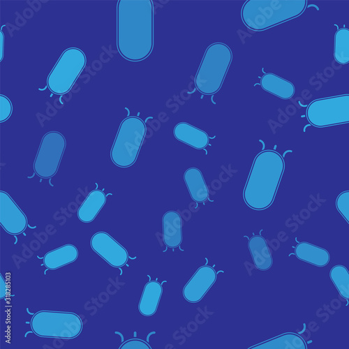 Blue Big full length mirror for bedroom, shops, backstage icon isolated seamless pattern on blue background. Vector Illustration