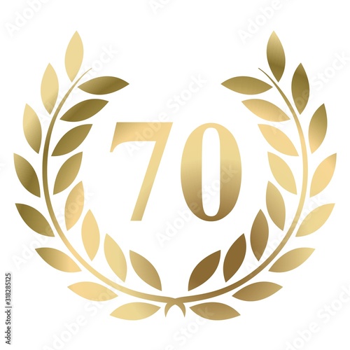 seventieth birthday gold laurel wreath vector isolated on a white background 
