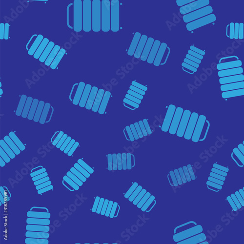 Blue Heating radiator icon isolated seamless pattern on blue background. Vector Illustration
