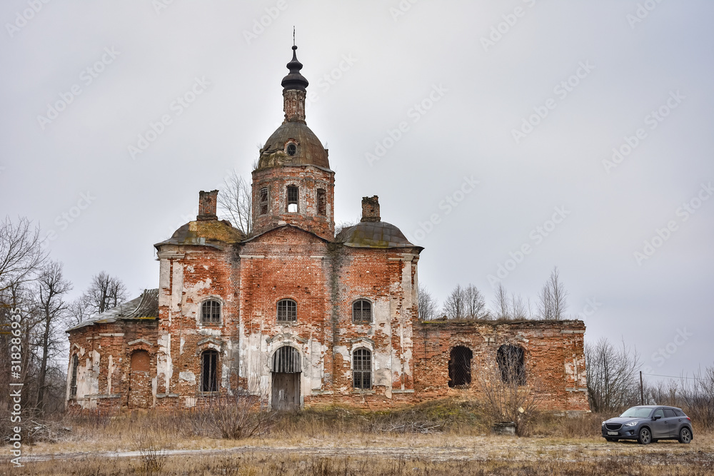 Abandoned Savior Church in Saltykovo, an inactive Christian church, an abandoned church