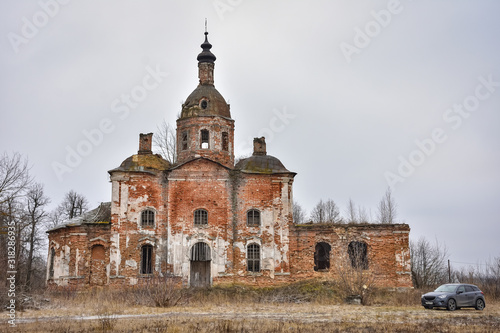 Abandoned Savior Church in Saltykovo, an inactive Christian church, an abandoned church