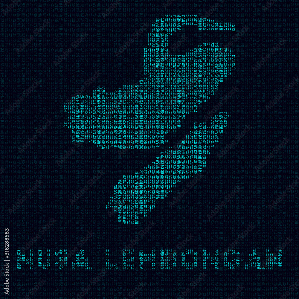 Nusa Lembongan tech map. Island symbol in digital style. Cyber map of Nusa Lembongan with island name. Authentic vector illustration.