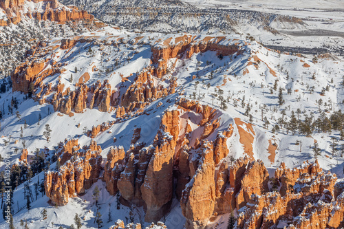 Scenic Snow Covered Landscape in Bryce Canyon National Park in Winter
