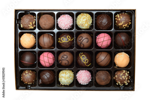 isolated assorted box of ball shaped chocolates © Michael Gray