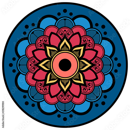 Ethnic Mandala Ornament. Arabic, Pakistan, Moroccan, Turkish, Indian, Spain motifs