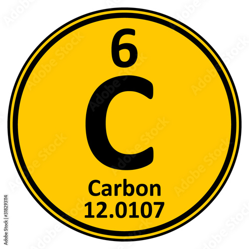 Periodic table element carbon icon. photo