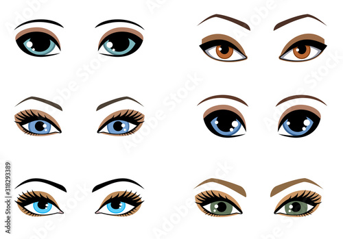 Set of woman eyes of different colors