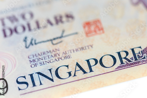 bank note singapore dollars money closeup detail view