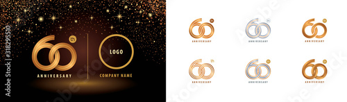 Set of 60th Anniversary logotype design, Sixty years anniversary celebration