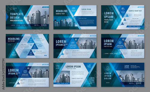 Abstract Presentation Templates, Abstract Geometric Blue Triangle Background vector