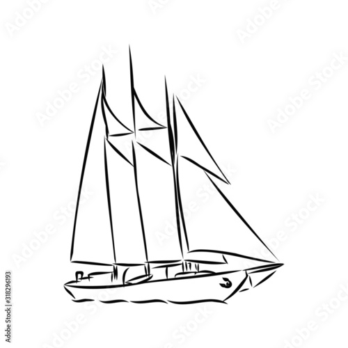 sailing ship on white background