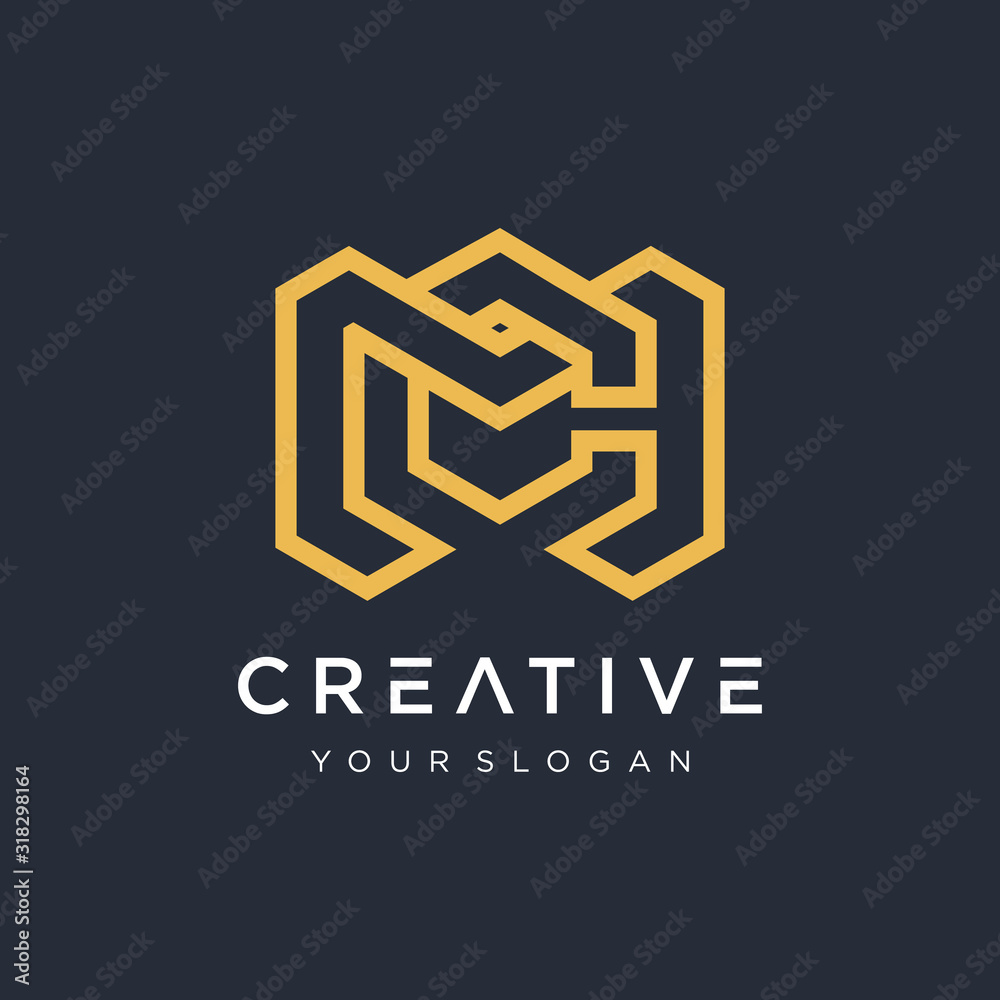 Initial CM logo design modern monogram and elegant. logo the letter MC in the form of abstract line art. overlapping lines symbol - VECTOR Initial CM logo design modern monogram and elegant. logo the letter MC in the form of abstract line art. overlapping lines symbol - VECTOR