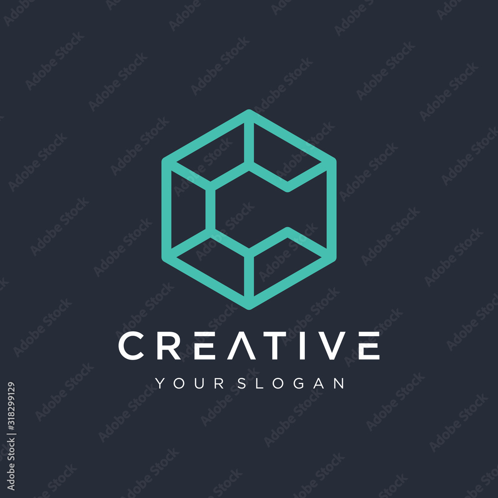 Initial letter C hexagon logo icon design template elements. Creative alphabet design vector. - Vector Initial letter C hexagon logo icon design template elements. Creative alphabet design vector. - Vector