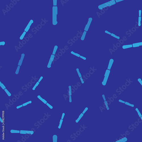 Blue Disposable plastic knife icon isolated seamless pattern on blue background. Vector Illustration