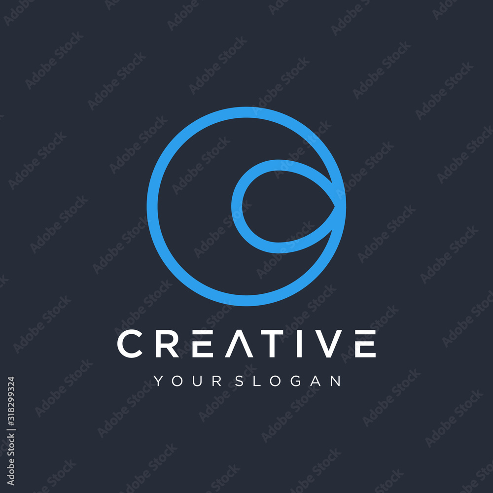 Initial C logo design modern monogram and elegant. logo the letter C in the form of abstract line art. symbol for technology digital. - VECTOR