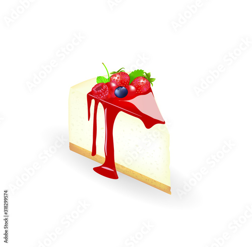 Cheese cake with forest fruits. vector