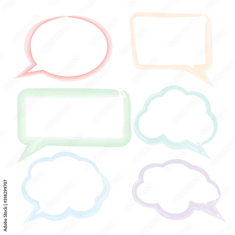 Stickers of speech bubbles vector. Cloud bubble speech for communication Stickers of speech bubbles vector. Cloud bubble speech for communication