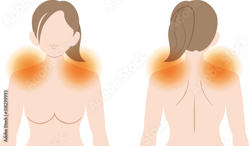 温まった肩　上半身　女性　輪郭なし