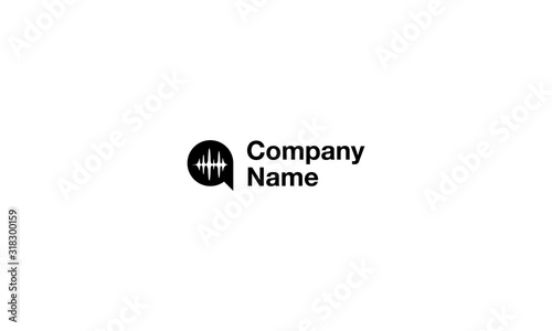 Vector logo on which is an abstract image of the letter a in the center of which is a sound wave.