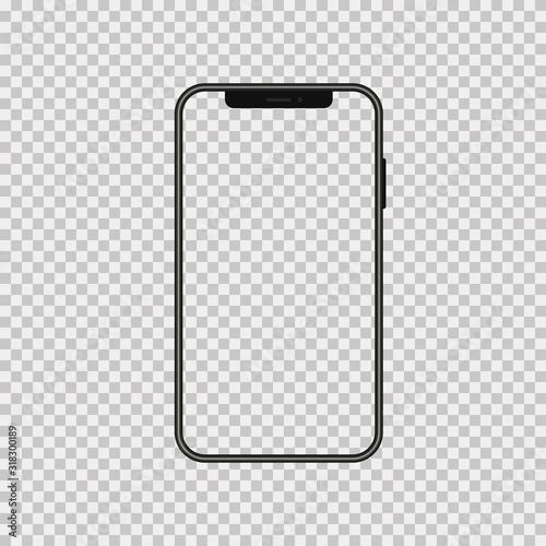 Phone in realistic design. Vector isolated illustration. Mobile phone screen mockup. Smartphone mockup design template.