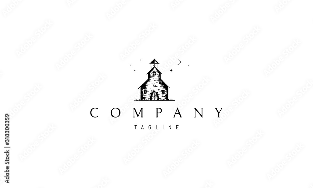 Vector logo on which an abstract image of an old church. Vector logo on which an abstract image of an old church.