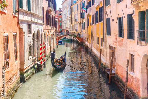 gondola on a picturesque canal in Venice, Italy