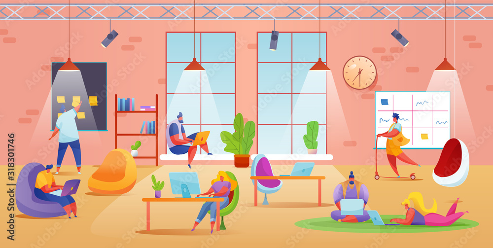 Vector woman freelancer at floor remote work Vector woman freelancer at floor remote work