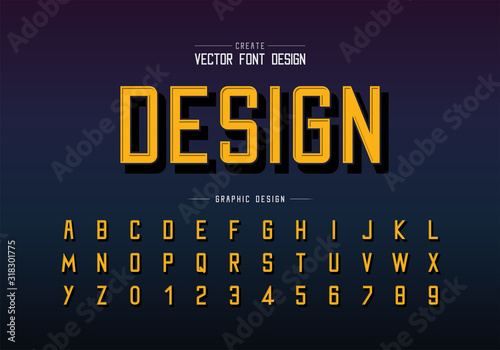 Black shadow font and alphabet vector, Typeface and letter number design