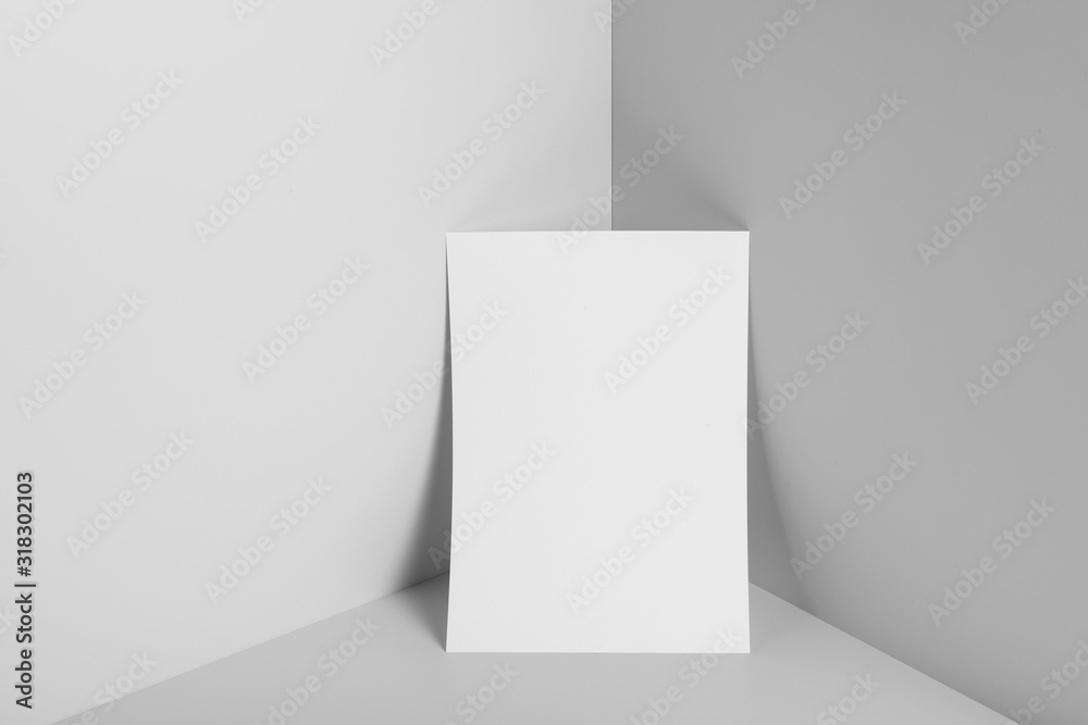 Real photo, blank letterhead, flyer, poster template. Isolated on grey background to place your design. 