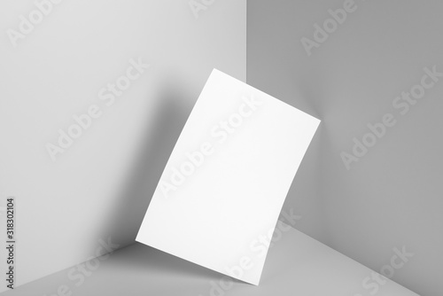 Real photo, blank letterhead, flyer, poster template. Isolated on grey background to place your design. 