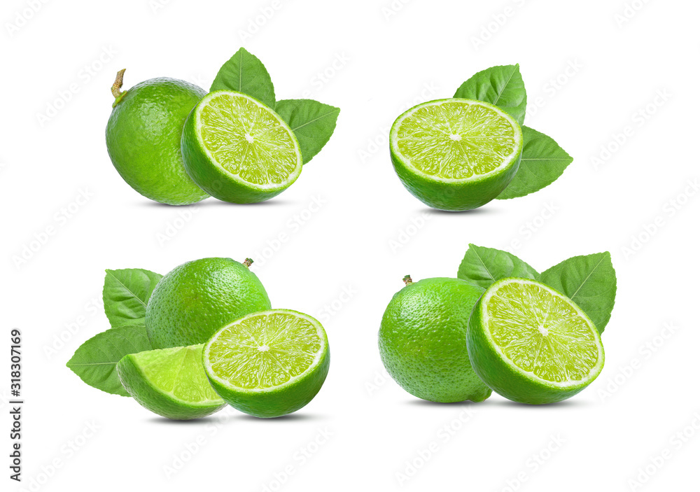 Set lime isolated on white background