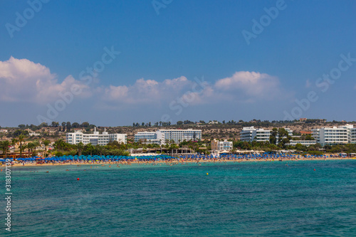 Ayia Napa, Cyprus - September 06, 2019: The cyprian beach during summer