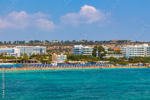 Ayia Napa, Cyprus - September 06, 2019: The cyprian beach during summer