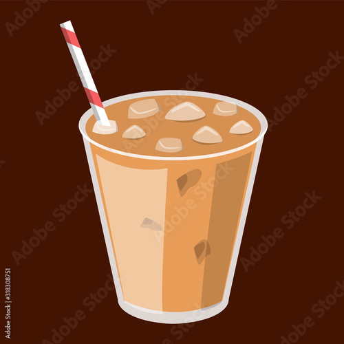 Iced coffee in the glass vector isolated. Tasty caffeine drink