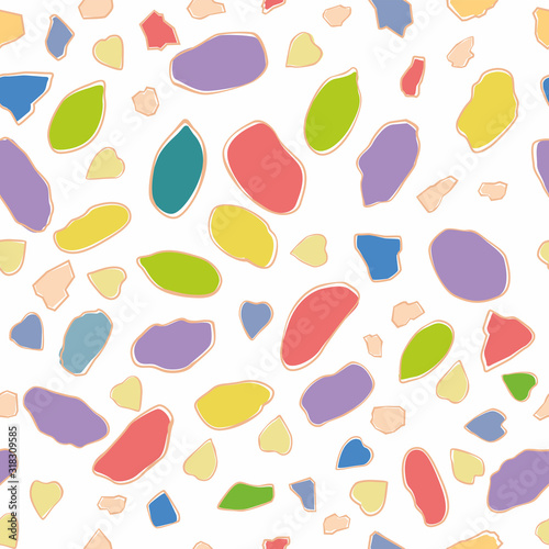 Seamless pattern. Colored painted pieces on a white background. Vector hand drawing